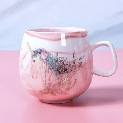 Marble Ceramic Flamingo Coffee Mug for Office Bar