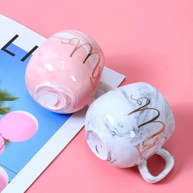 Marble Ceramic Flamingo Coffee Mug for Office Bar