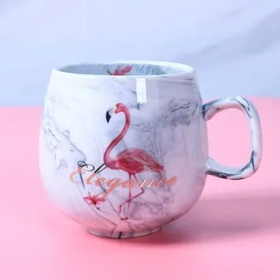 Marble Ceramic Flamingo Coffee Mug for Office Bar