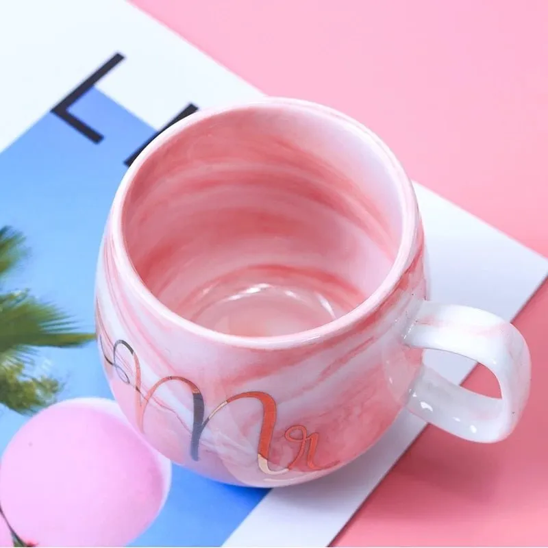 Marble Ceramic Flamingo Coffee Mug for Office Bar