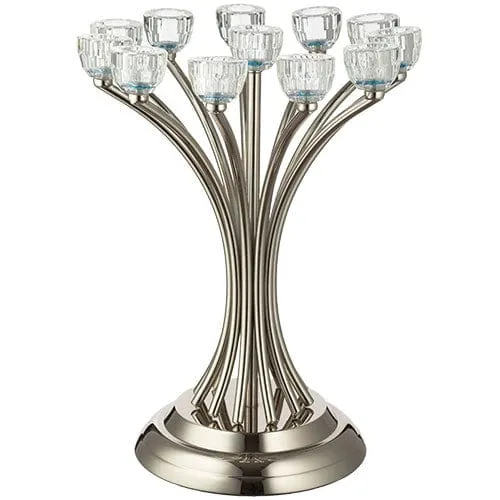 Metal Candlesticks 12 Brenches With Crystal Holders 35 Cm