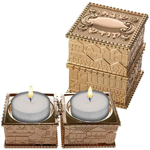 Metal Travel Size Candlesticks In A Box With Cover 4x9 Cm