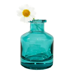 Mini Glass Bottle Bud Vase - Blue Green