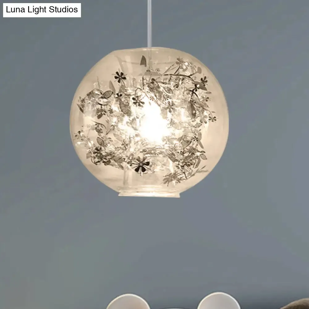 Modern Clear Glass Shattered Leaves Pendant Light with 1 Light, Silver/Gold Finish