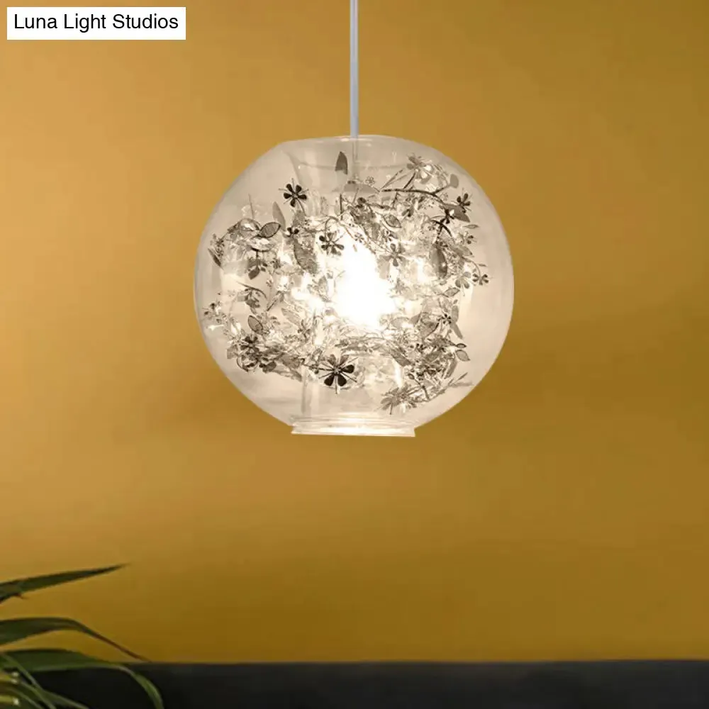 Modern Clear Glass Shattered Leaves Pendant Light with 1 Light, Silver/Gold Finish