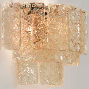 Modern Mid-Century Martellato Glass Wall Light