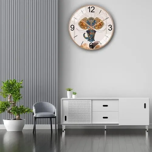 M.T. BROTHERS Wall Clock Wall Clock Silent Battery Operated Round Wall Clock Modern Simple Style Decor Clock Non-Ticking (Elephant Round)