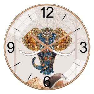 M.T. BROTHERS Wall Clock Wall Clock Silent Battery Operated Round Wall Clock Modern Simple Style Decor Clock Non-Ticking (Elephant Round)