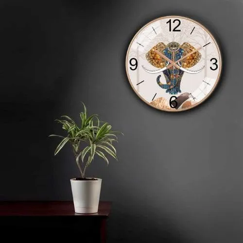 M.T. BROTHERS Wall Clock Wall Clock Silent Battery Operated Round Wall Clock Modern Simple Style Decor Clock Non-Ticking (Elephant Round)