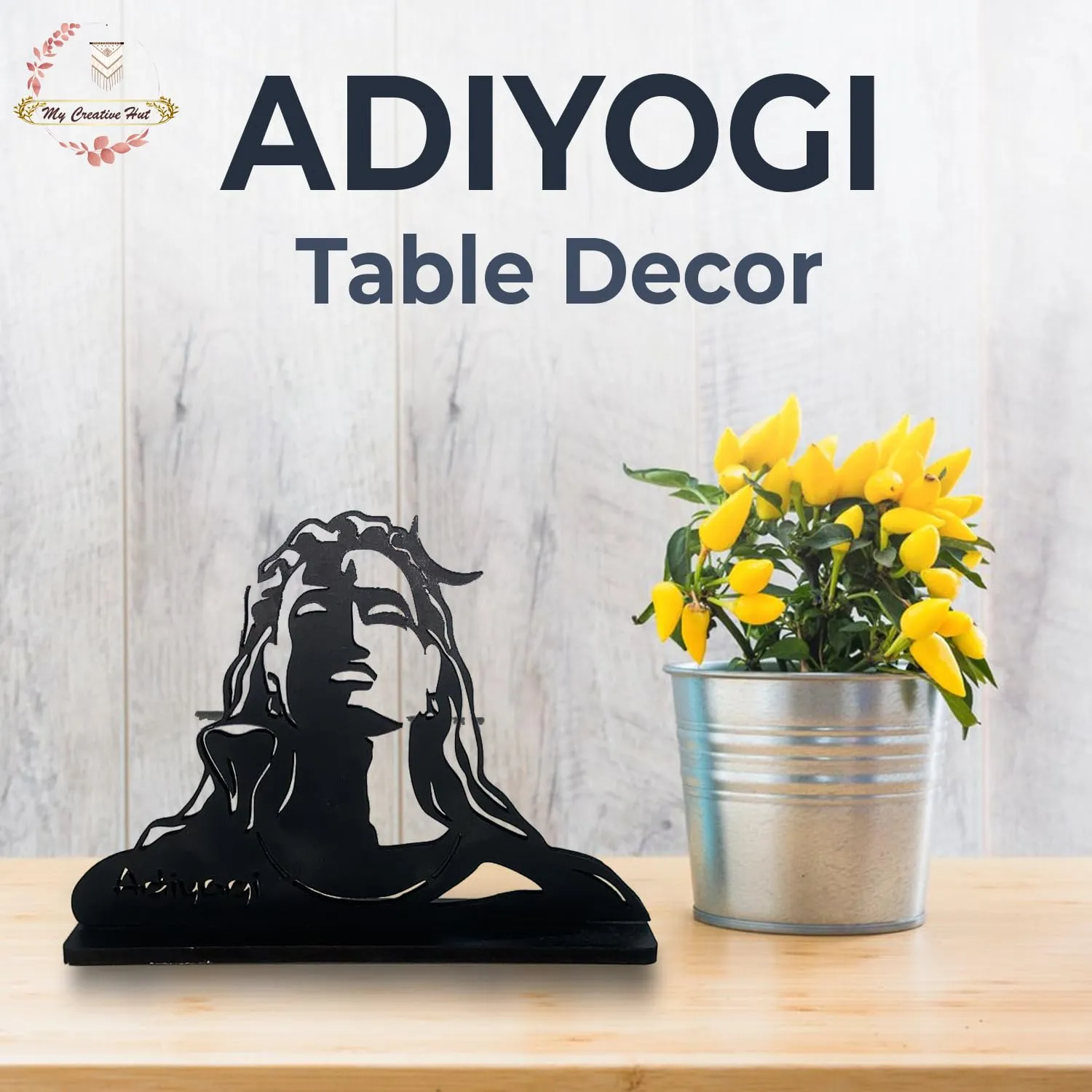 My Creative Hut® Wooden Quotes Table Decor for Office Table Showpiece, Home Decoration, Living Room, Modern Gifting Item (Adiyogi)