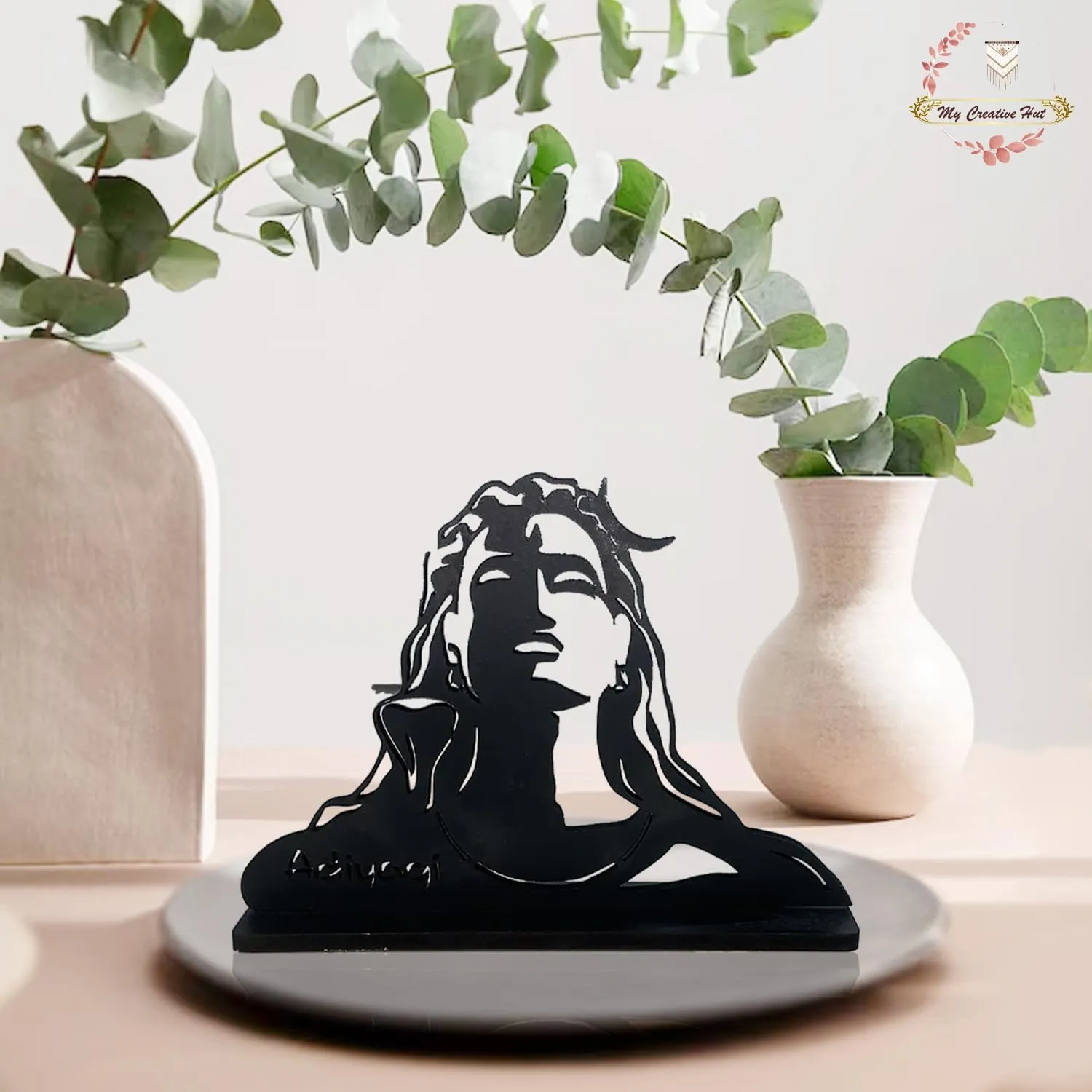 My Creative Hut® Wooden Quotes Table Decor for Office Table Showpiece, Home Decoration, Living Room, Modern Gifting Item (Adiyogi)