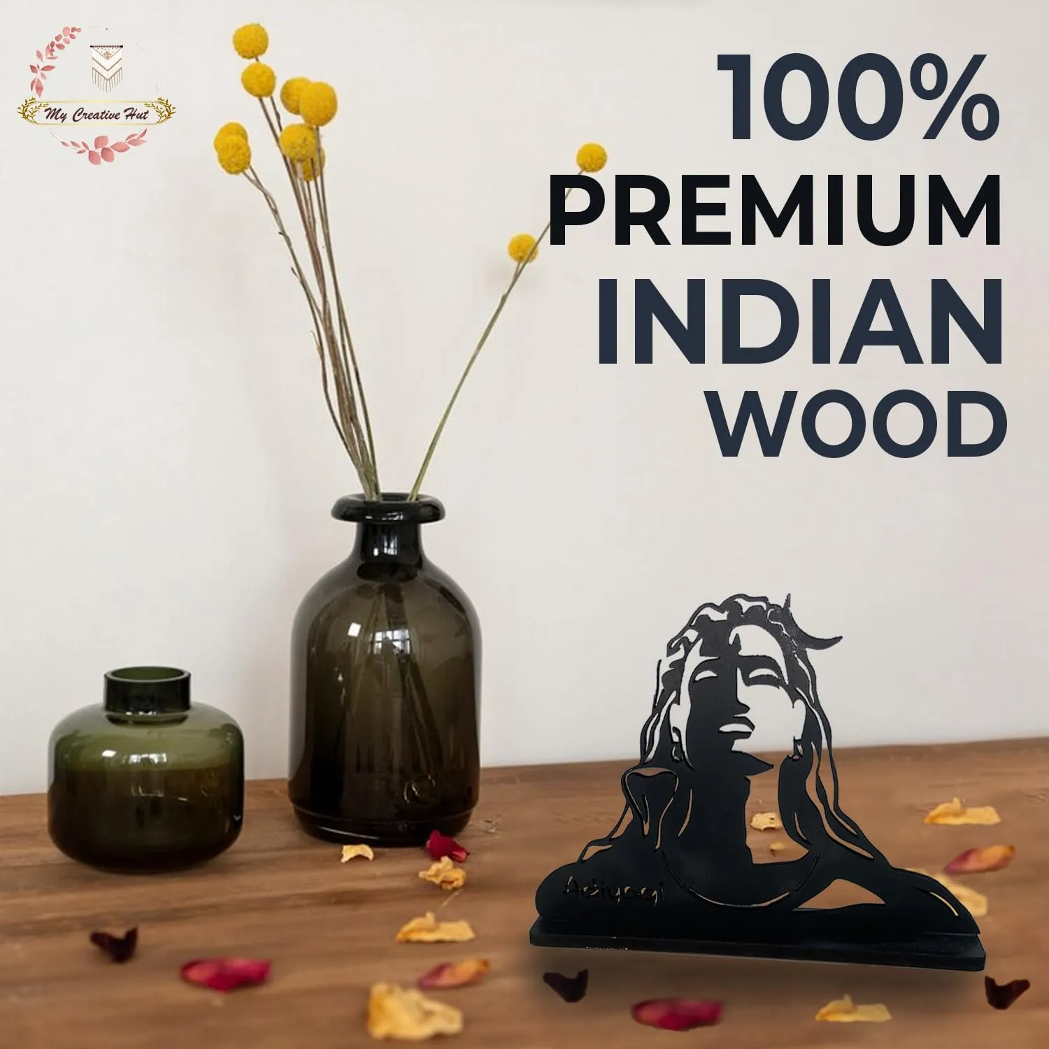 My Creative Hut® Wooden Quotes Table Decor for Office Table Showpiece, Home Decoration, Living Room, Modern Gifting Item (Adiyogi)