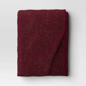 New - Marled Boucle Throw Blanket Burgundy - Threshold