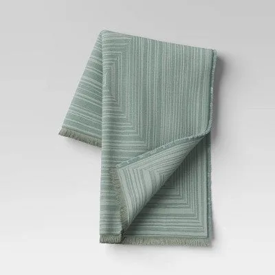 New - Square Patterned Chenille Woven Throw Blanket Light Green - Threshold