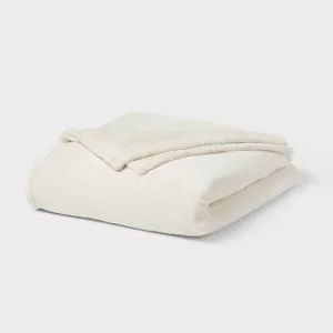 New - Threshold Ultra-Plush Throw Blanket Oversized 92x90 Knitted Year-Round, Ivory