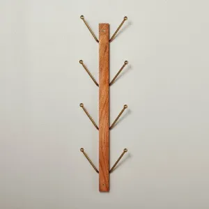 Open Box - 24" Wood & Metal Vertical Wall Rack Brown/Brass - Hearth & Hand with Magnolia