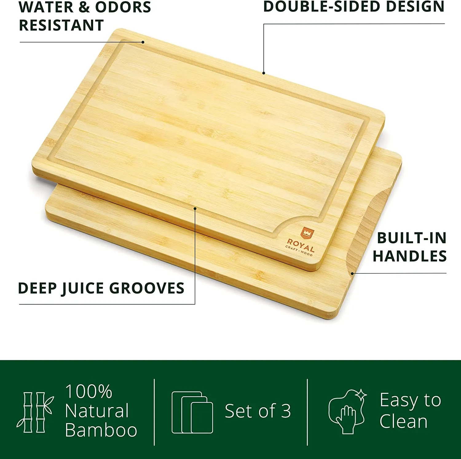 Organic Bamboo Cutting Board with Juice Groove