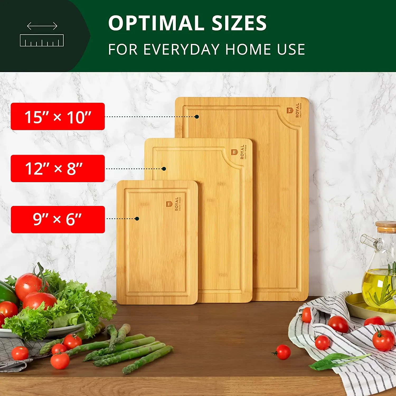 Organic Bamboo Cutting Board with Juice Groove