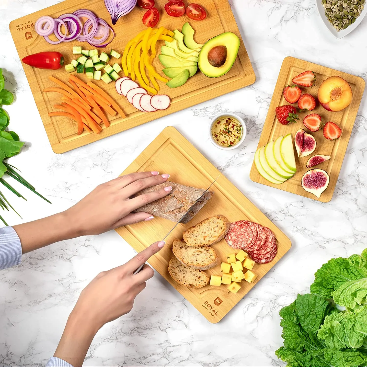 Organic Bamboo Cutting Board with Juice Groove