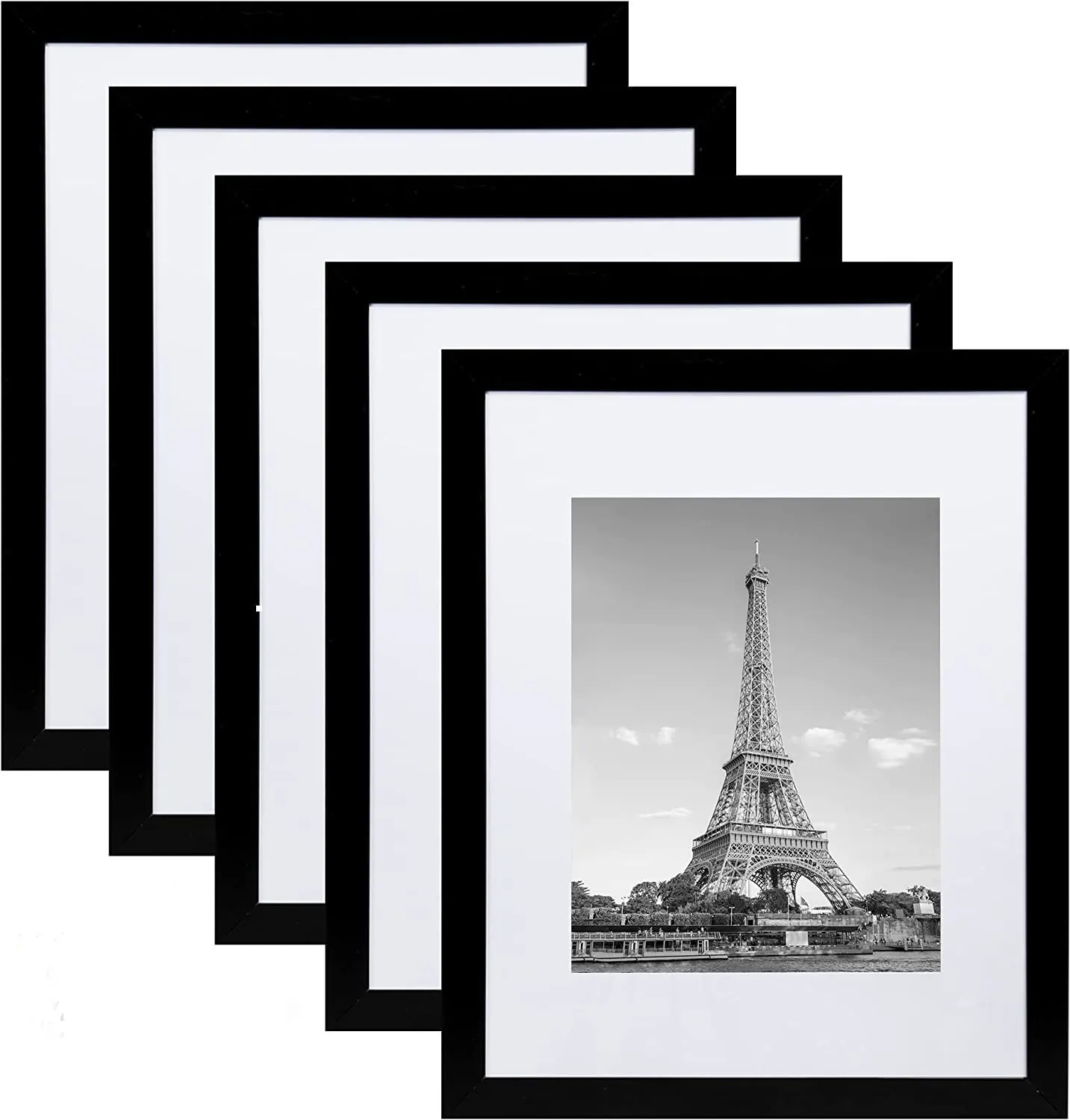 Paintings Villa A4 Photo Frame For Wall (Black- Set of 5 Picture Frame For Home and Office Decoration, 8 x 12 Inch), plastic