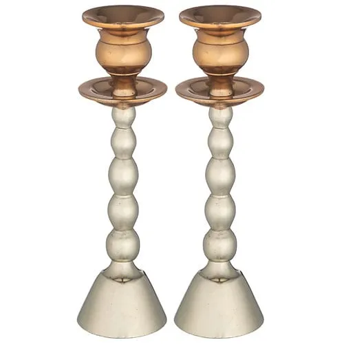 Pair Of Aluminum Candlesticks 20 Cm