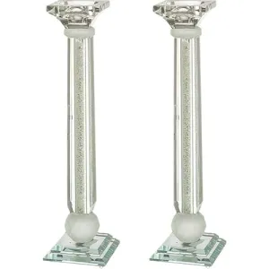 Pair Of Crystal Candlesticks With Stones 27.5 Cm