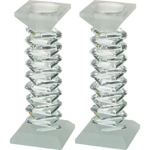 Pair Of Crystal Elegant Candlesticks 17.5 Cm