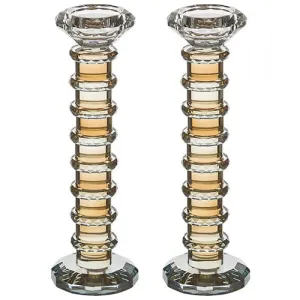 Pair Of Crystal Elegant Candlesticks 22.5 Cm