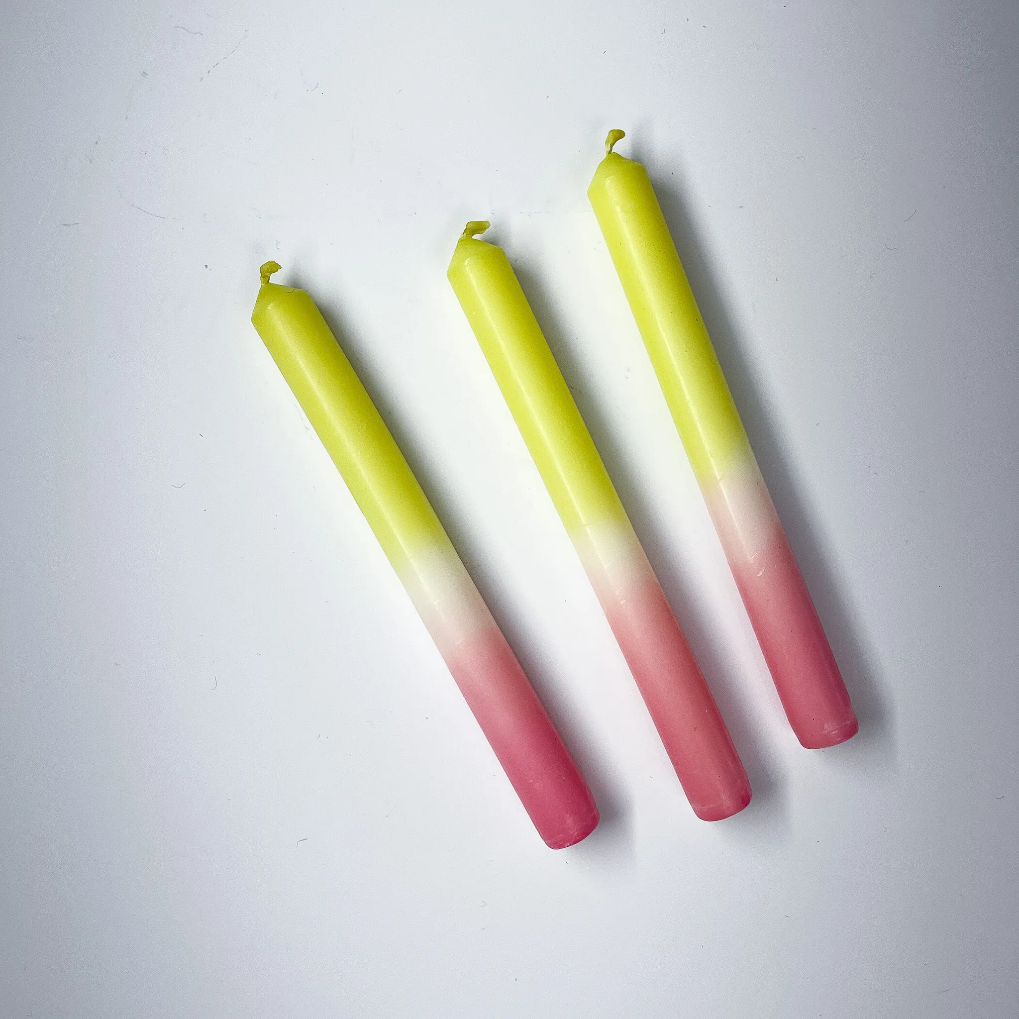 Pale Green/Misty Pink Taper Candles, Set of 3