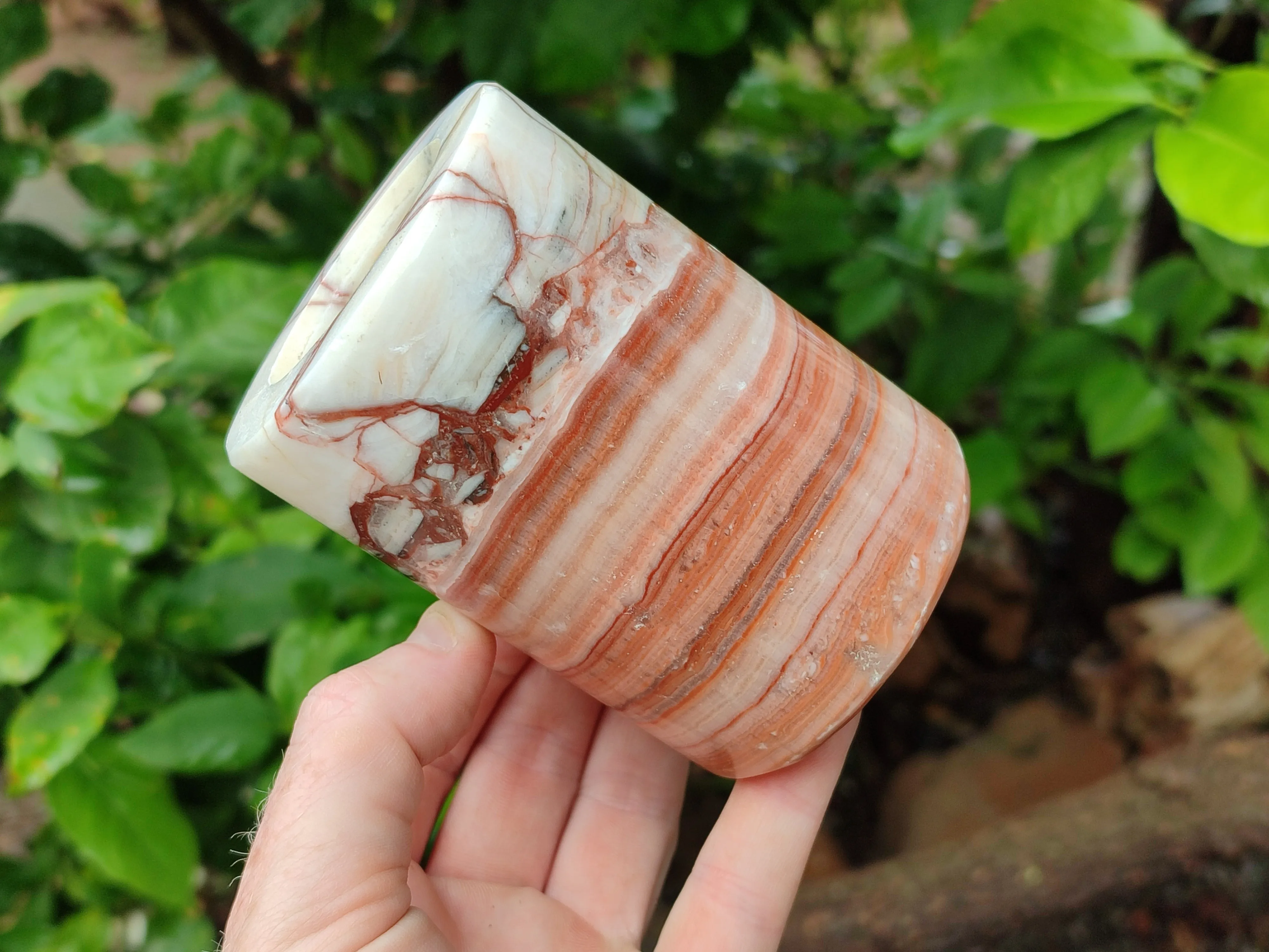 Polished Banded Onyx Candle Holders x 2 From Mexico