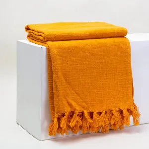 Premium Soft Orange Solid Throw Cotton For Living Room, Bed, Couch, Chair