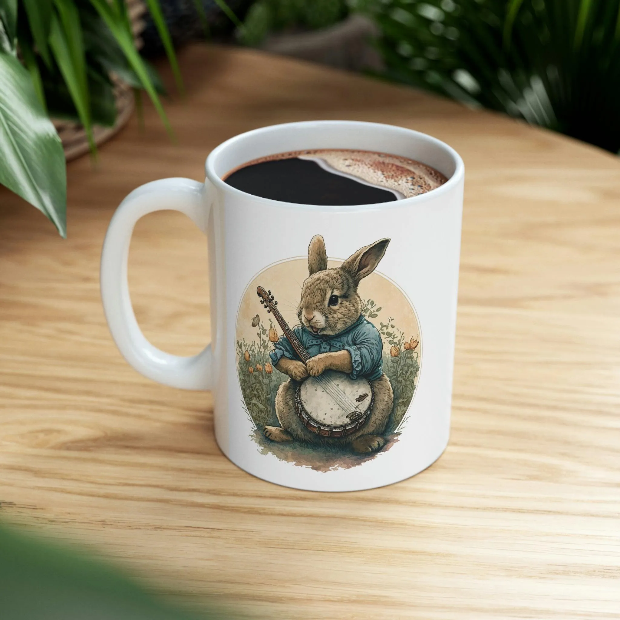 Rabbit Playing Banjo Coffee Mug