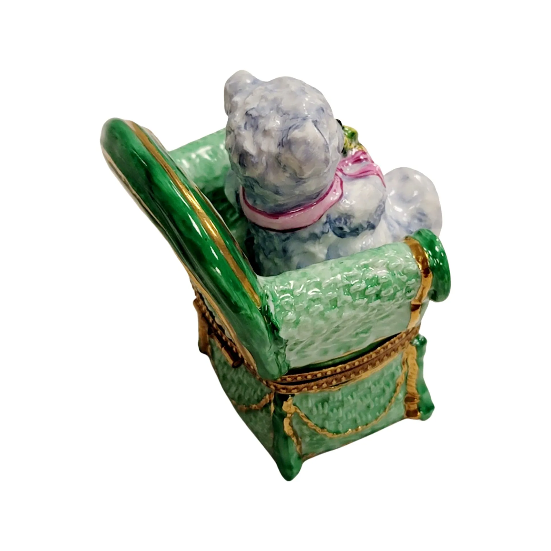 Removable Gray Teddy Bear in Green Chair