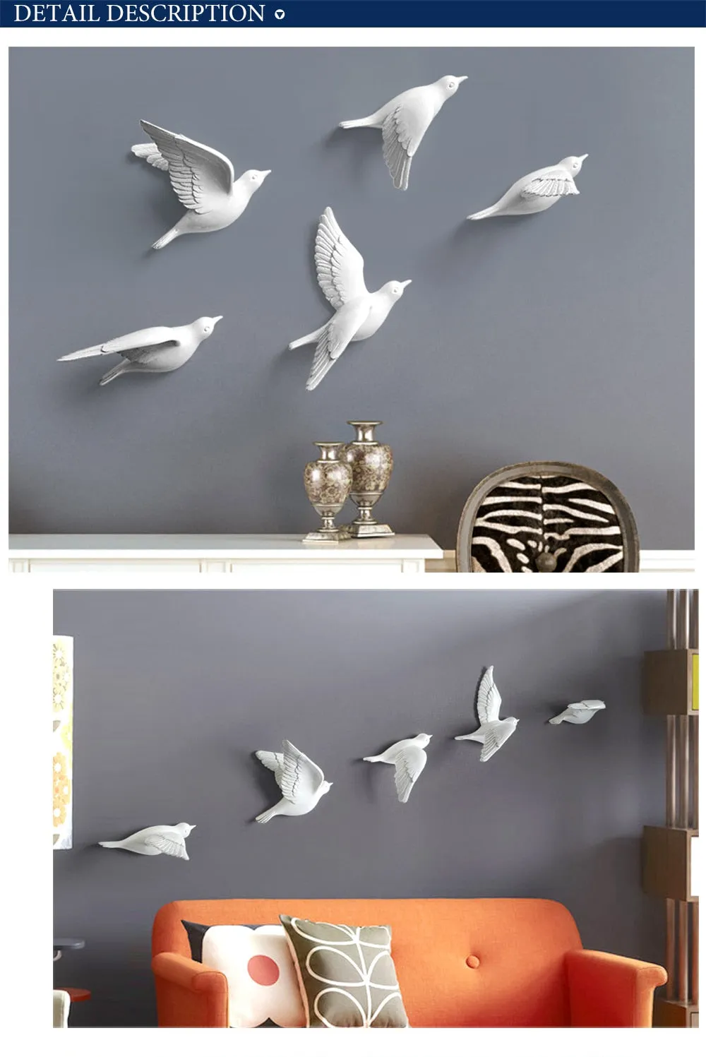 Resin Birds Creative For Wall 3d Sticker