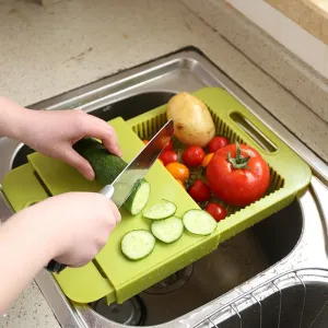 Retractable Cutting Board and Drain Basket