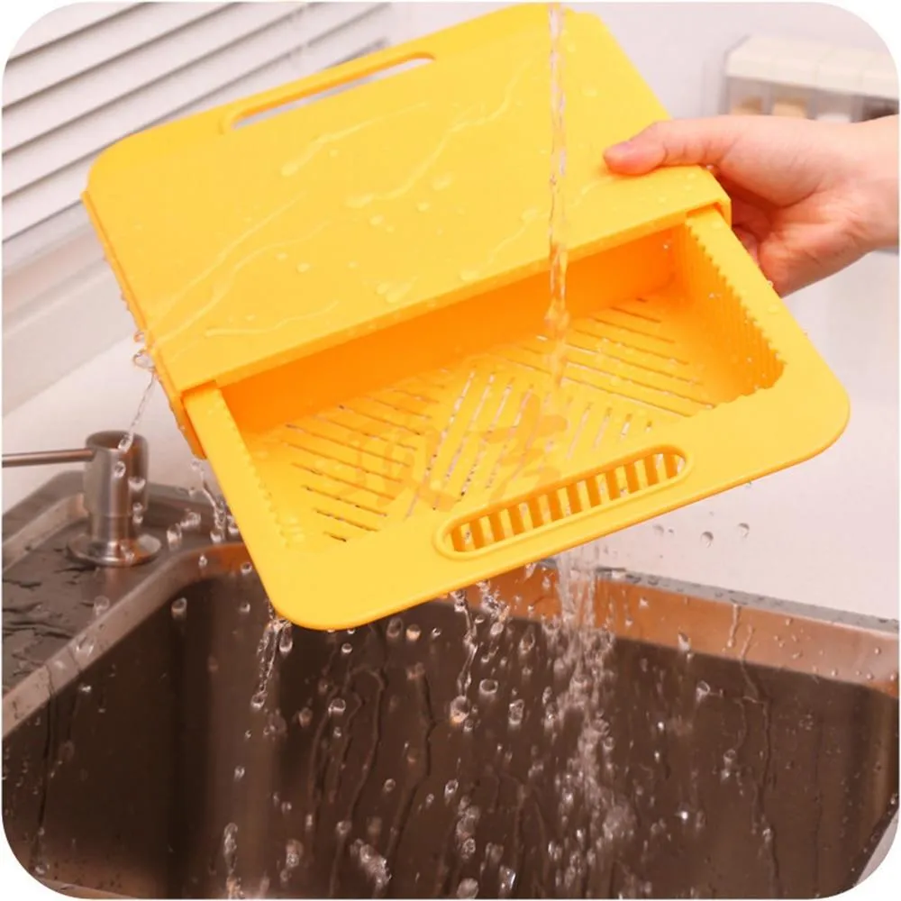 Retractable Cutting Board and Drain Basket