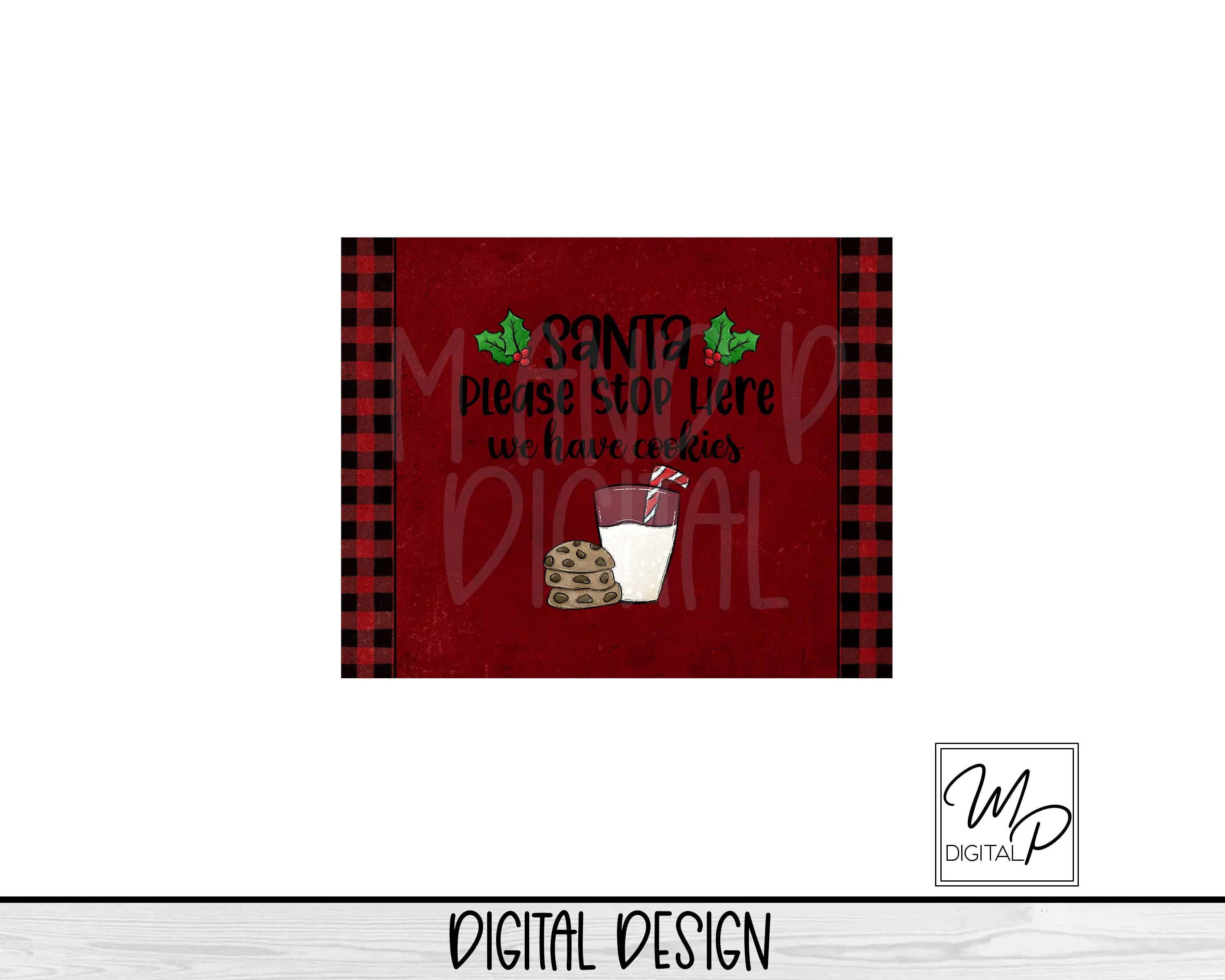 Santa Milk and Cookies PNG Sublimation Design For Cutting Boards, Dish Mats and Signs, Digital Download