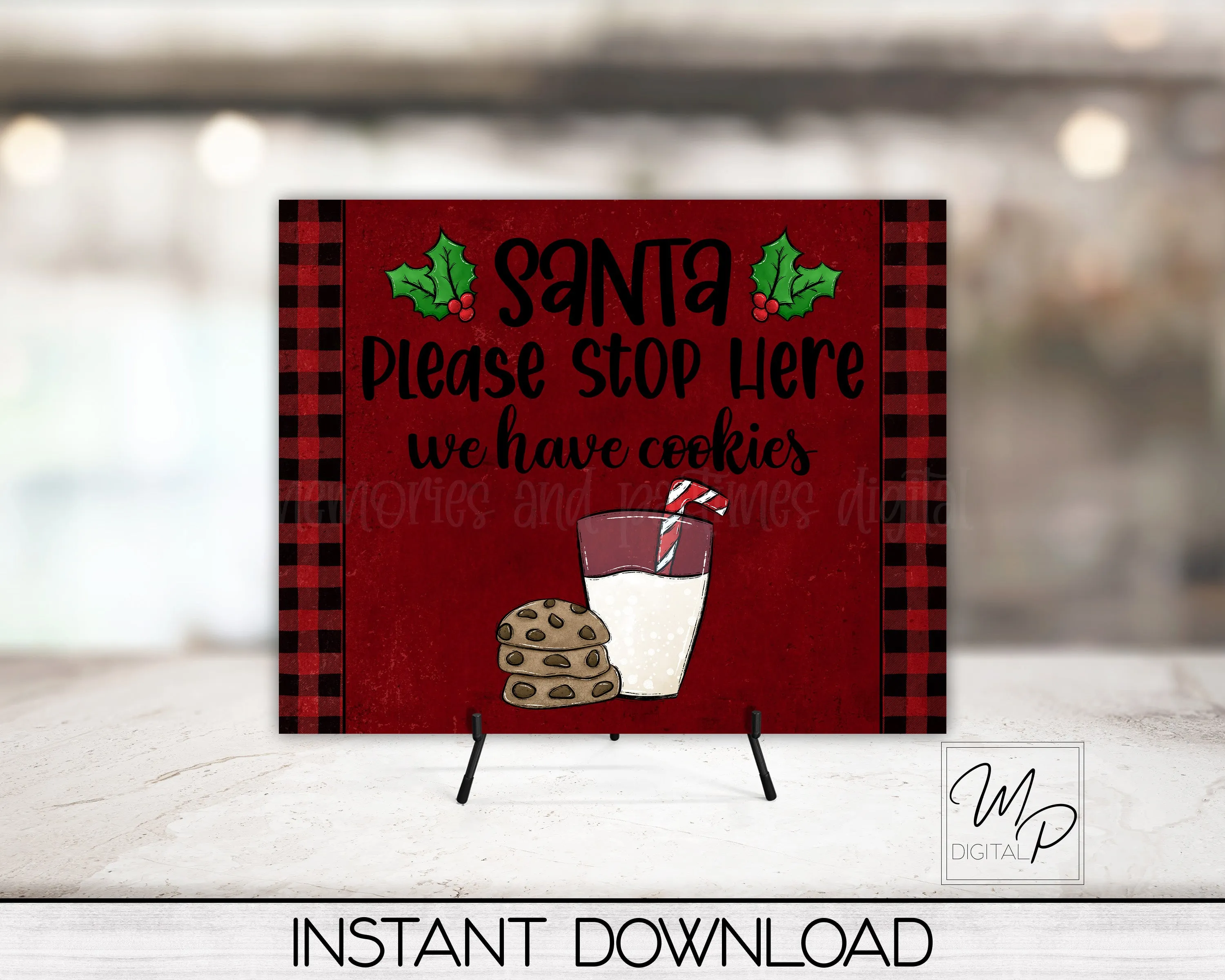 Santa Milk and Cookies PNG Sublimation Design For Cutting Boards, Dish Mats and Signs, Digital Download