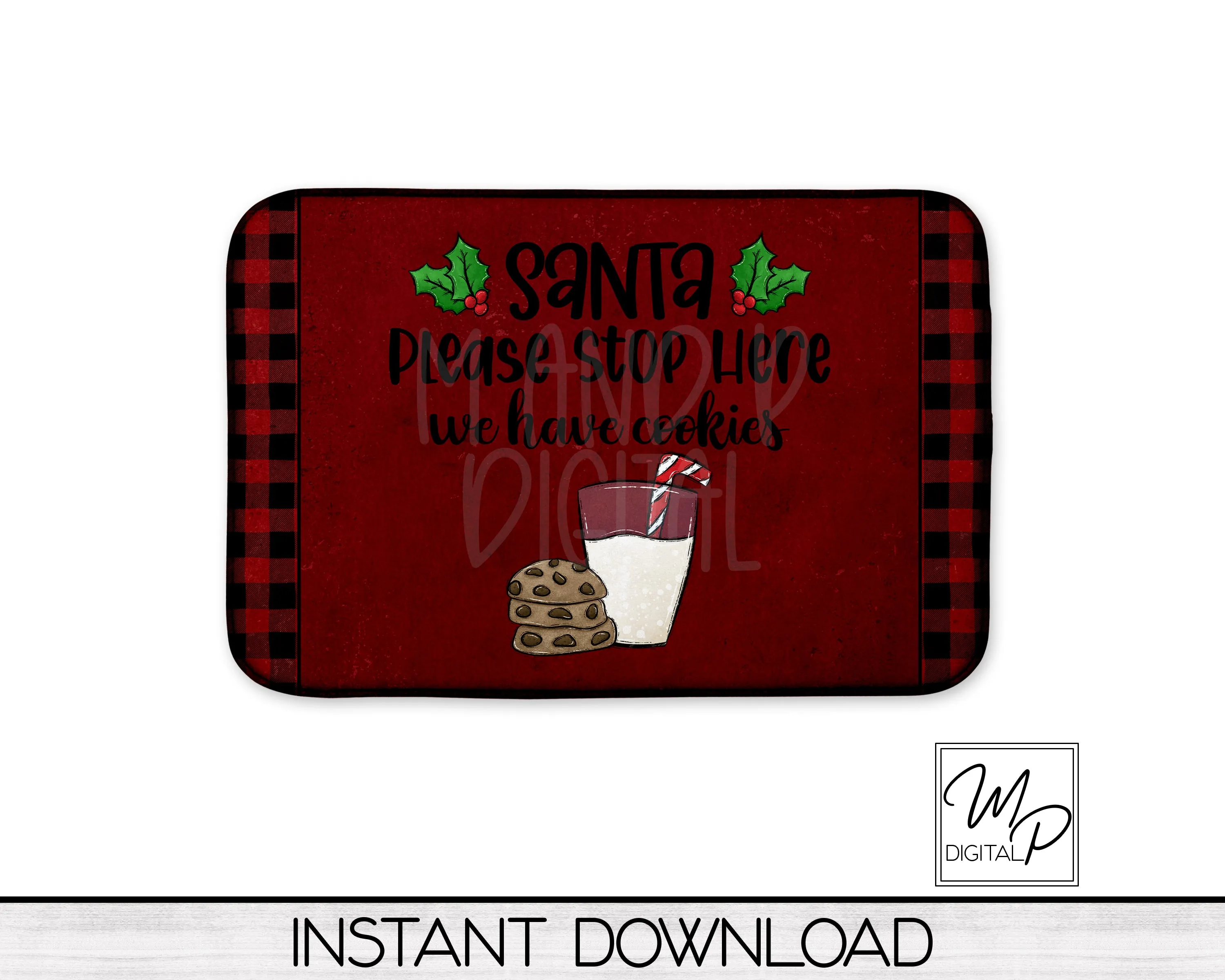 Santa Milk and Cookies PNG Sublimation Design For Cutting Boards, Dish Mats and Signs, Digital Download