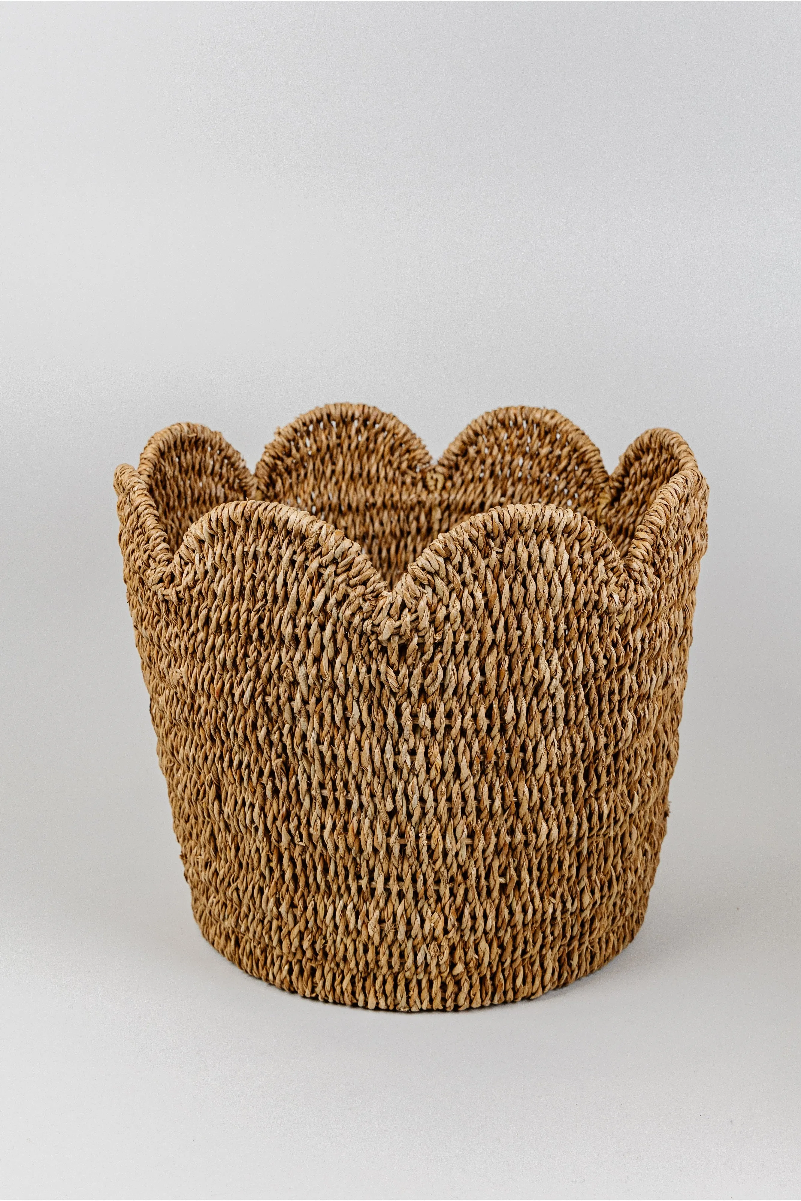 Scalloped Rattan Basket