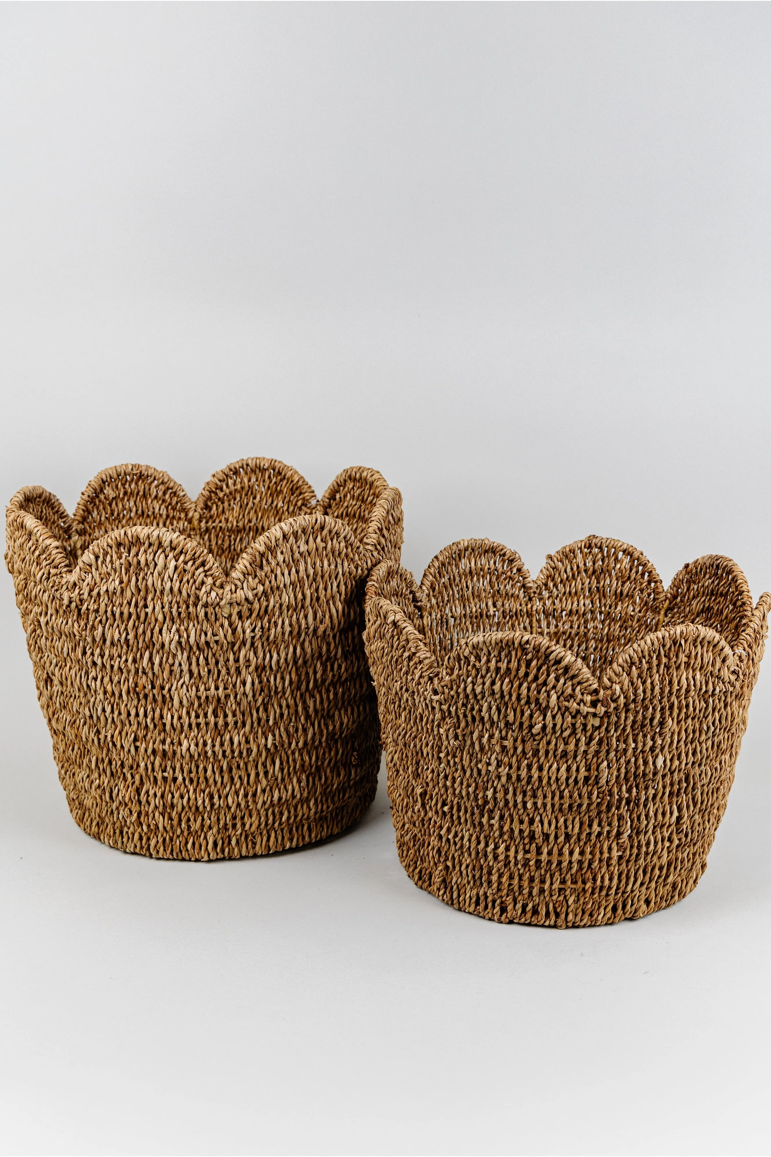 Scalloped Rattan Basket