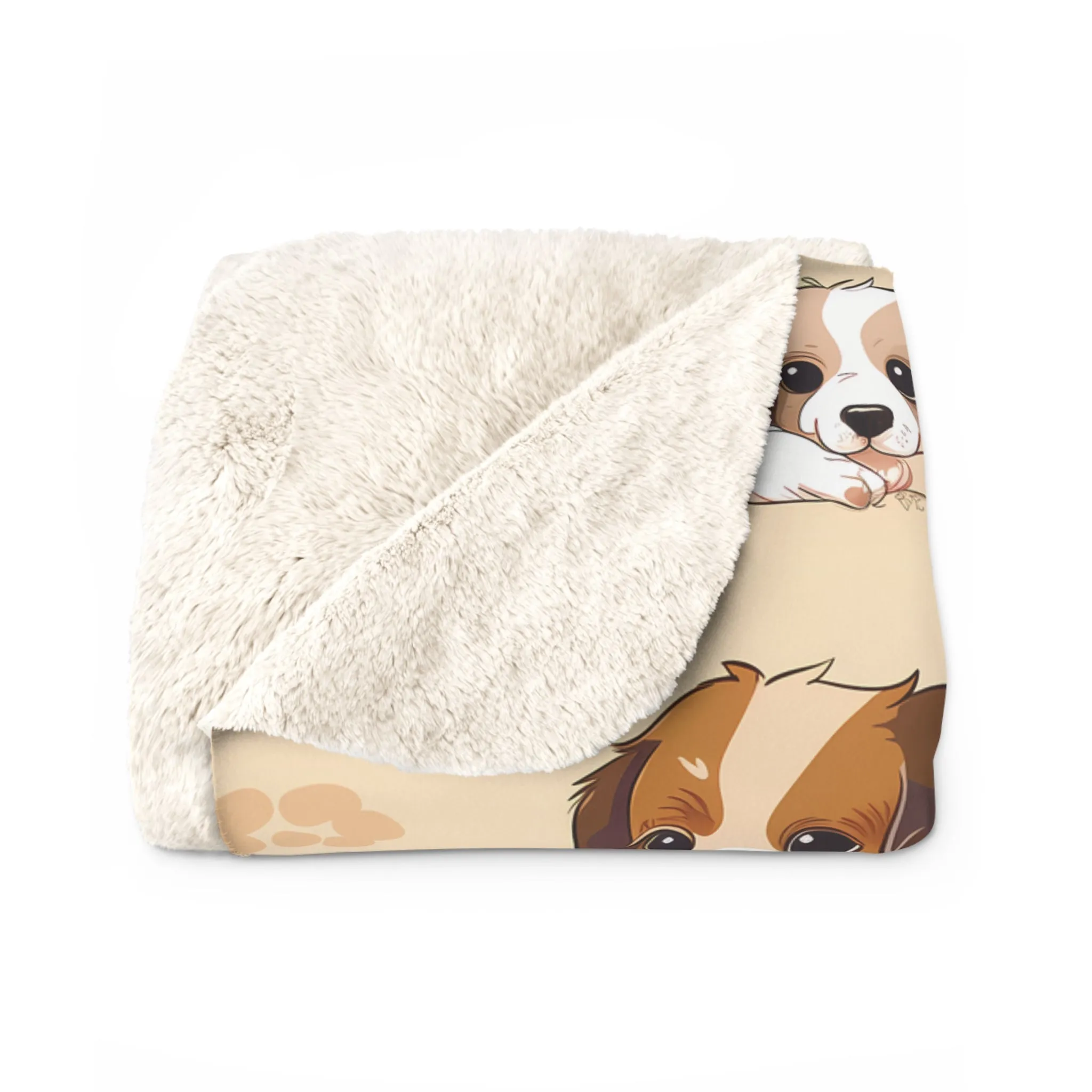 Sherpa Fleece Blanket with Cute Puppy Dog Design, 50×60" Cozy Blanket