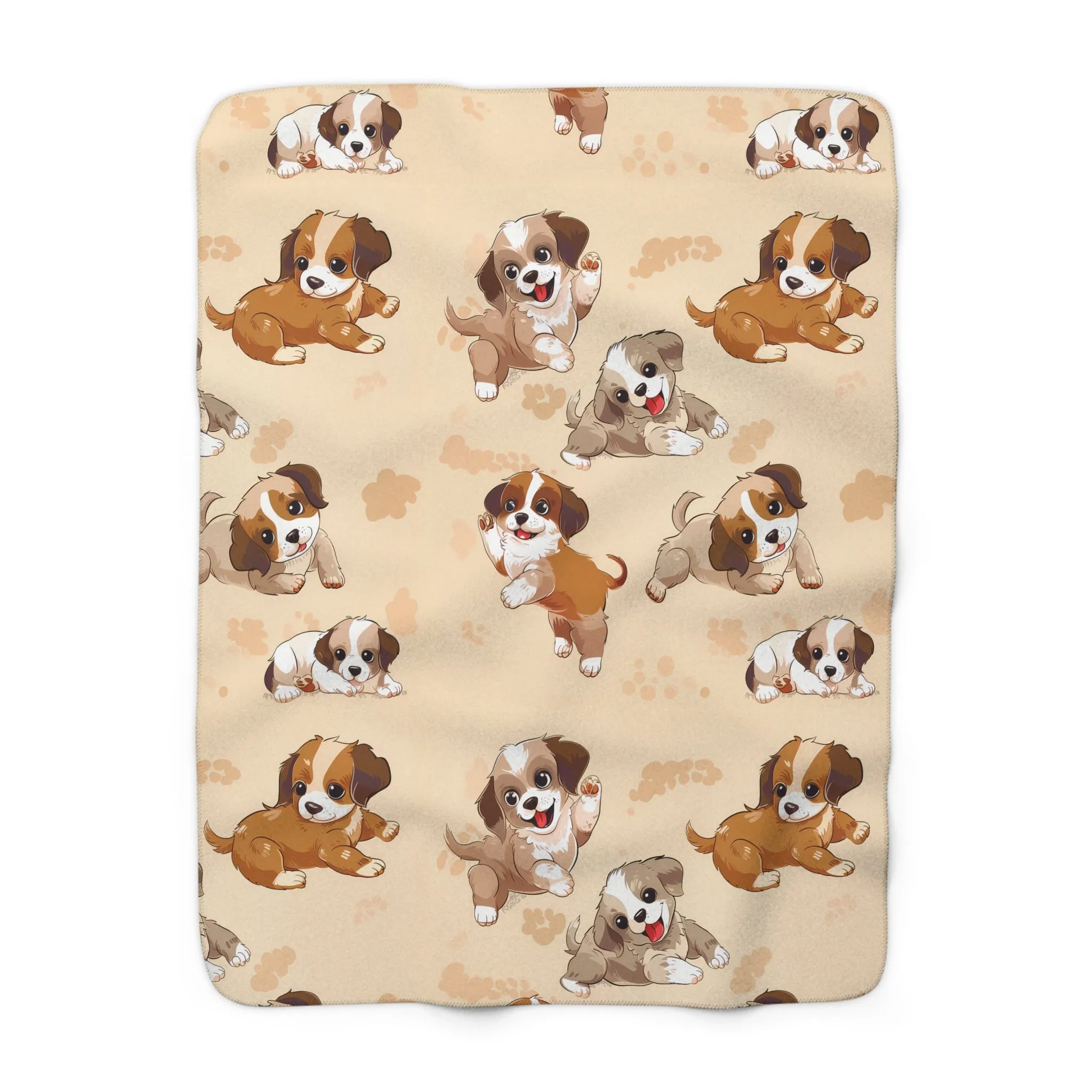 Sherpa Fleece Blanket with Cute Puppy Dog Design, 50×60" Cozy Blanket