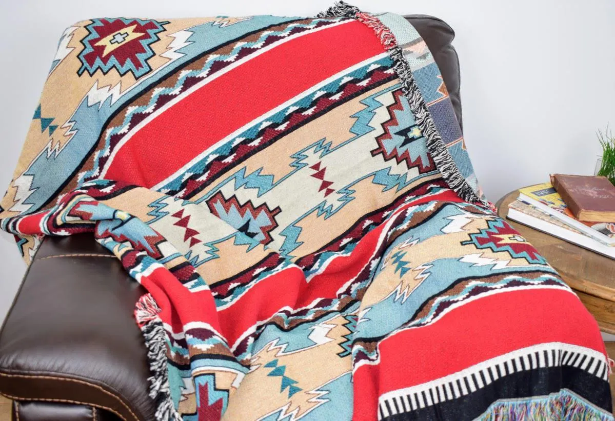 Southwest Rimrock Red Woven Cotton Throw Blanket