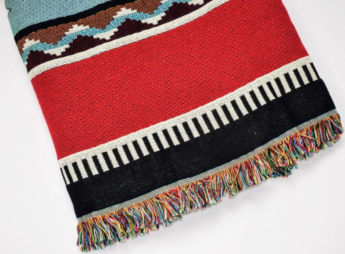 Southwest Rimrock Red Woven Cotton Throw Blanket