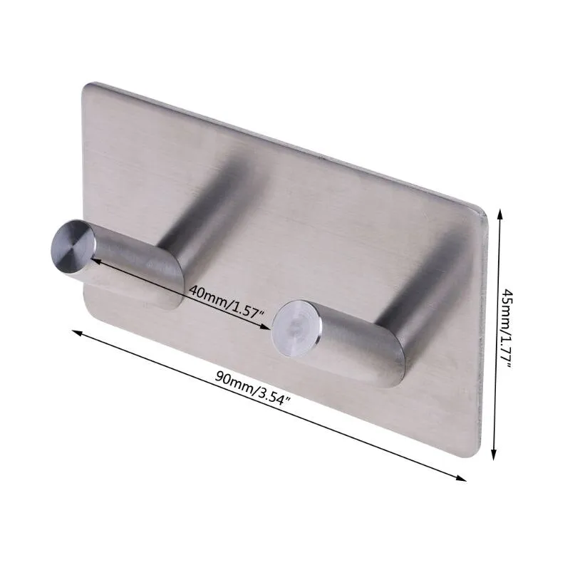 Stainless Steel Self-adhesive Wall Hook Door Back Hooks Clothes Hanger For Bathroom Kitchen qiang