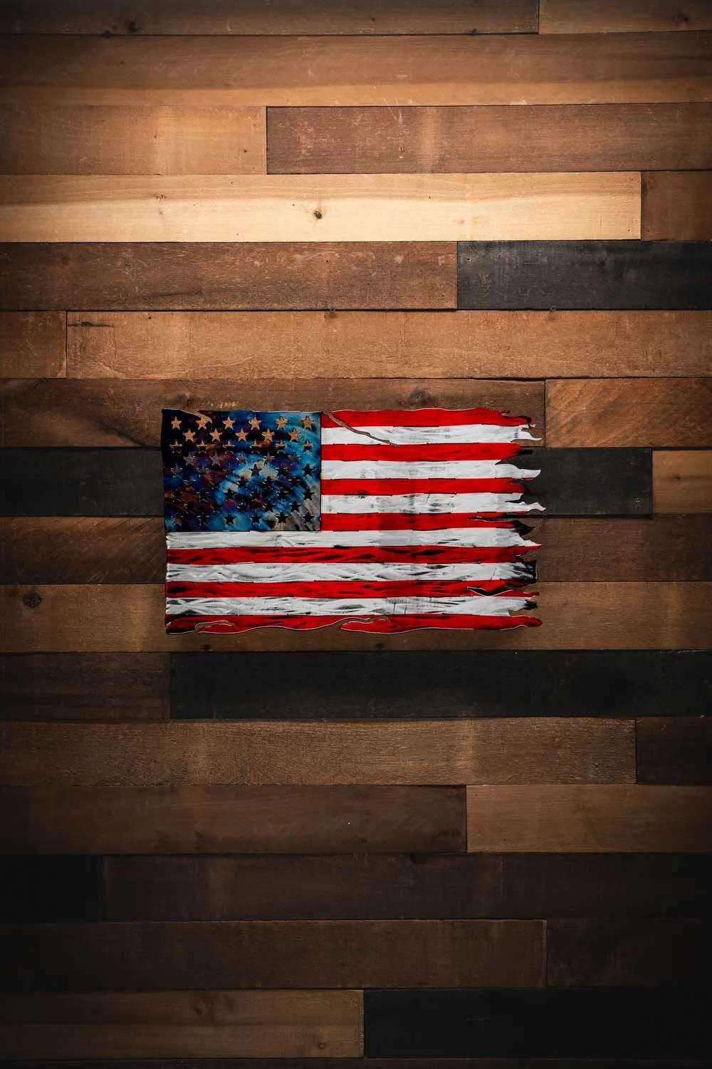 Tattered American Flag - Molten Metal Wall Art