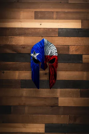 Texas Flag Spartan Helmet - Molten Metal Wall Art