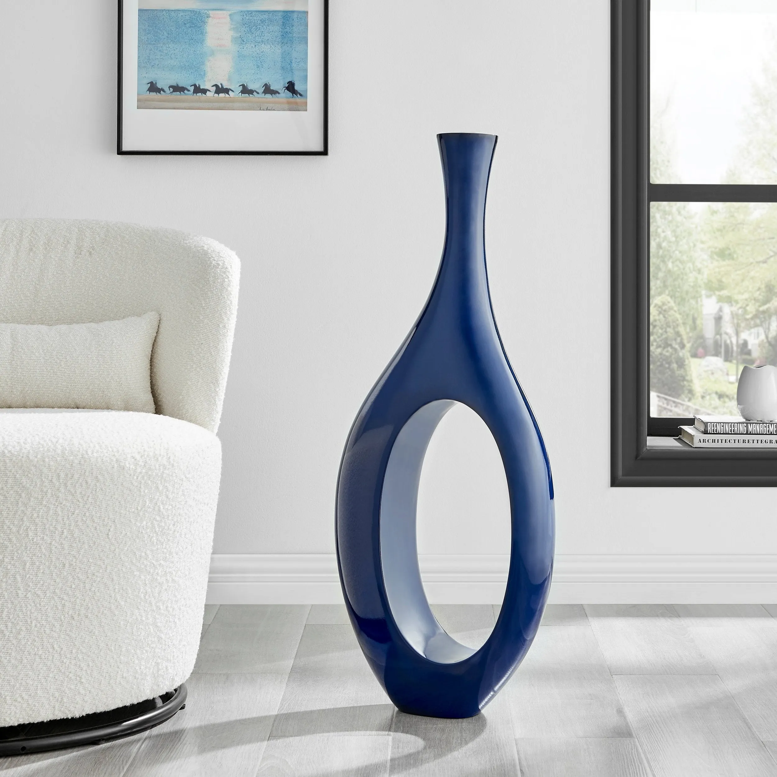 Trombone Vase // Large Navy Blue