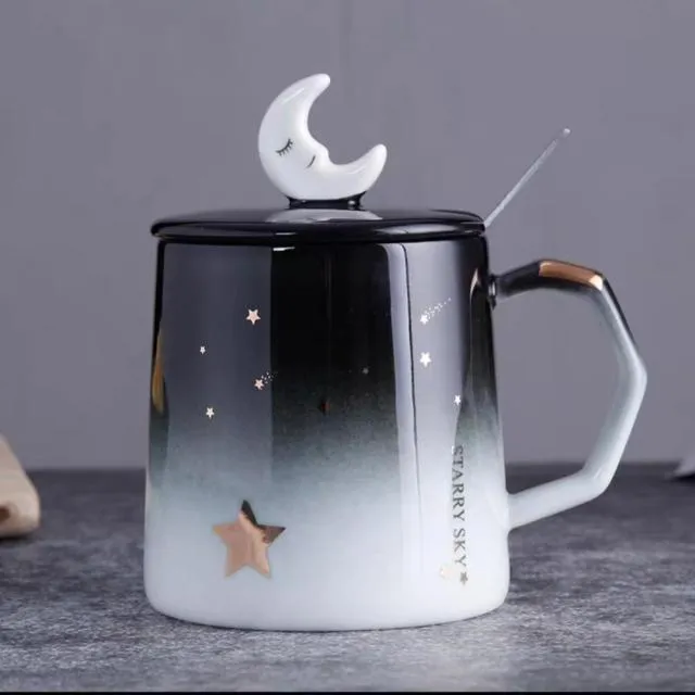 Use This Ceramic Coffee Mug With Lid And Spoon As A Household Cup Or As Couple Drinking Cups And Mugs